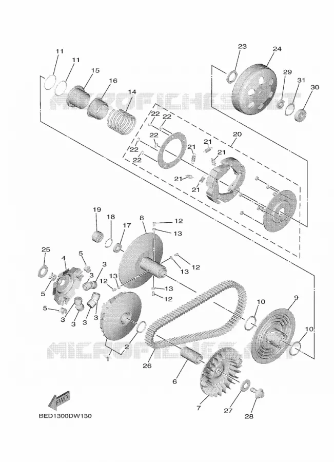 STARTMOTOR KOPPELINGS Yamaha SCOOTER 300 2021 TRICITY  MWD300