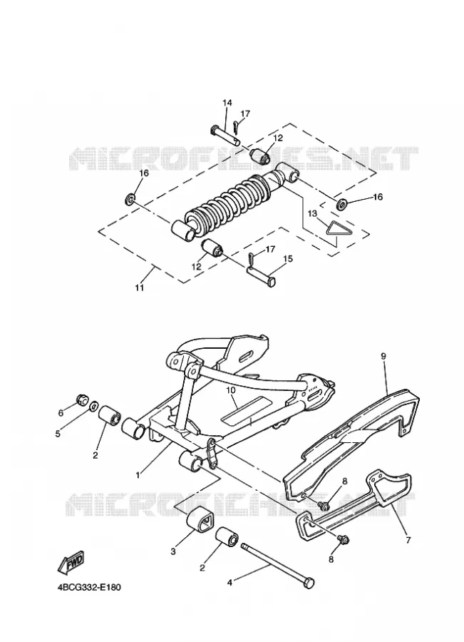 ACHTERBRUG / SCHOKBREKER Yamaha MOTO 80 2008 PW  PW80