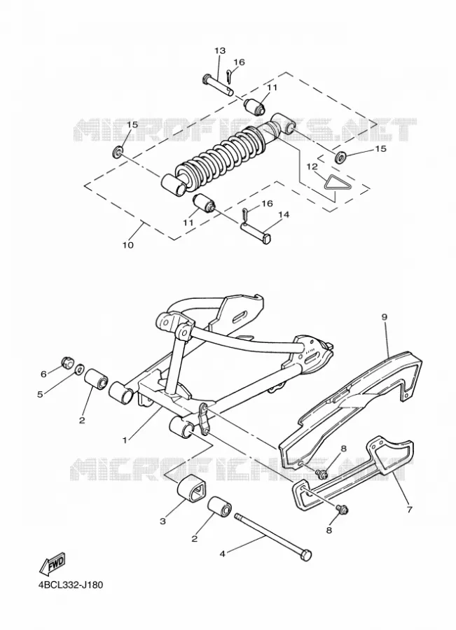 ACHTERBRUG / SCHOKBREKER Yamaha MOTO 80 2010 PW  PW80