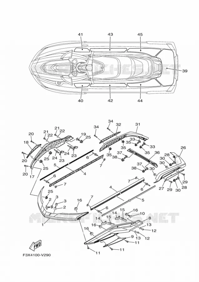 GUNWALE & MAT Yamaha Waverunner 1800 2021 FX  FB1800-W