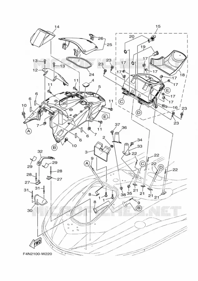 ENGINE HATCH 2 Yamaha Waverunner 1050 2021 VX  VX1050E-W