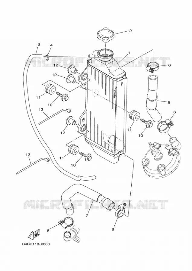 RADIATEUR / SLANG Yamaha MOTO 85 2022 YZ  YZ85LW