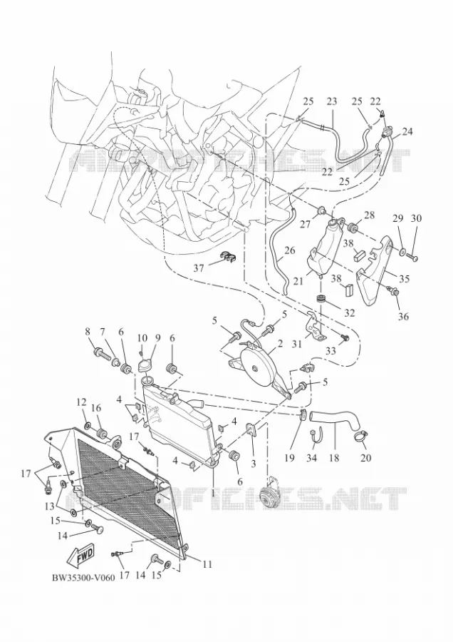 RADIATEUR / SLANG Yamaha MOTO 700 2022 TENERE  XTZ690D-B