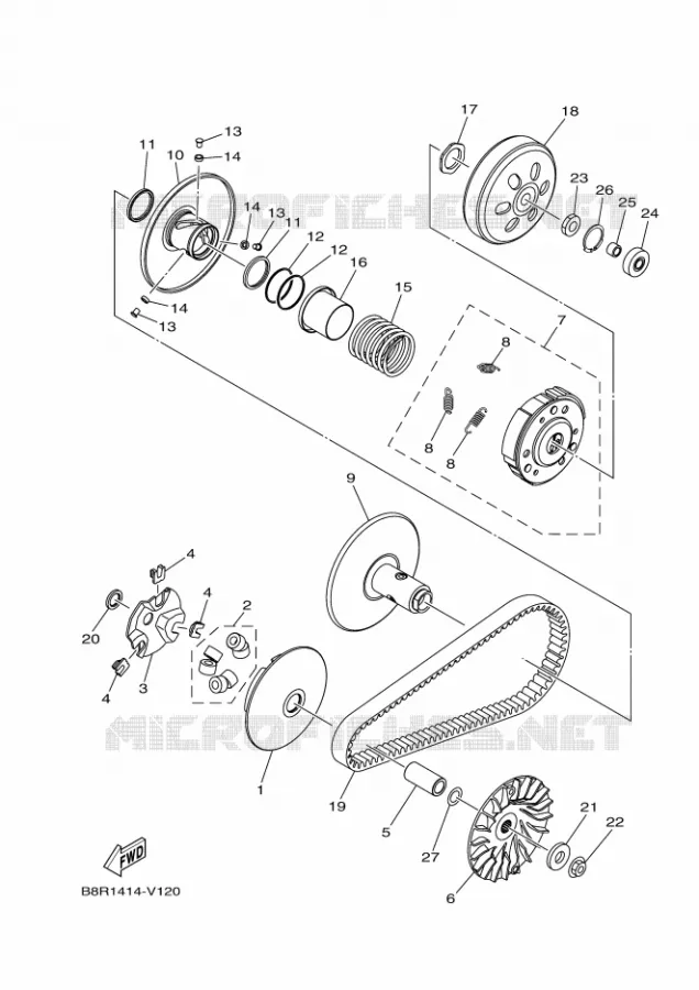 STARTMOTOR KOPPELINGS Yamaha SCOOTER 125 2022 XMAX  YP125RA