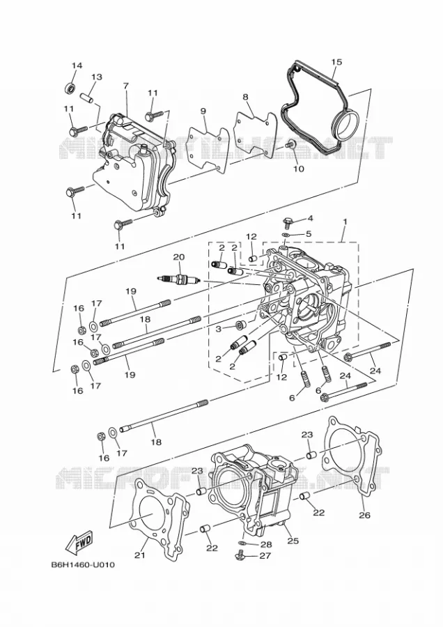 CILINDERKOP Yamaha SCOOTER 155 2022 TRICITY  MWS155-A