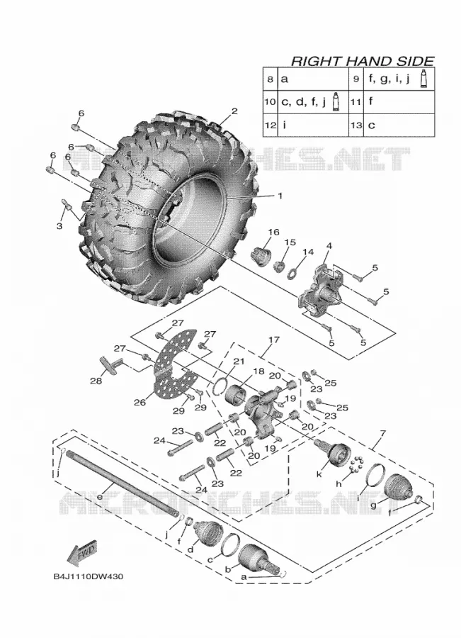 ACHTERWIEL 2 Yamaha SIDE BY SIDE 1000 2022 WOLVERINE  YXF1000EWS/YX10FRPSN/YXF1000EW