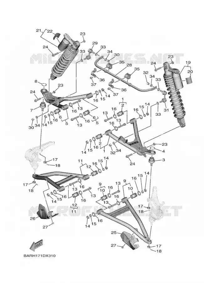 OPHANGING / WIEL VOOR Yamaha SIDE BY SIDE 850 2022 WOLVERINE  YXF850E/YX85FPAN