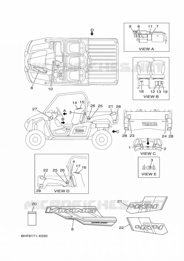 STICKER / LABEL 1 Yamaha SIDE BY SIDE 700 2022 VIKING  YXM700E/YX70MPN