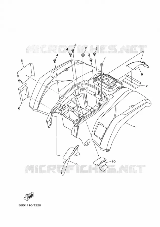 ACHTERSPATBORD  Yamaha QUAD 450 2022 KODIAK  YFM450FWB