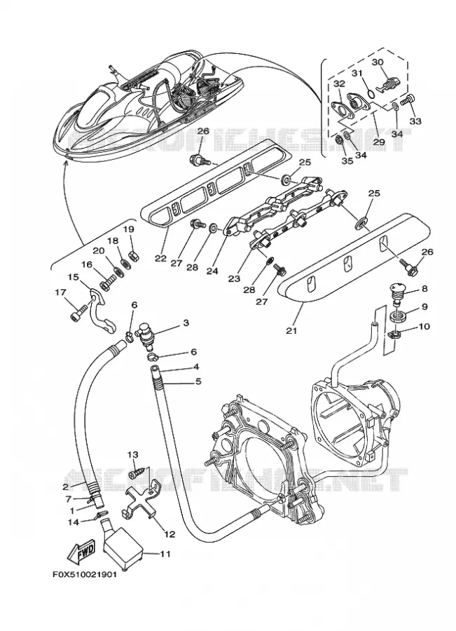 HULL & DECK Yamaha WAVERUNNER 1200 2002 GP  GP1200A-A GP1200R