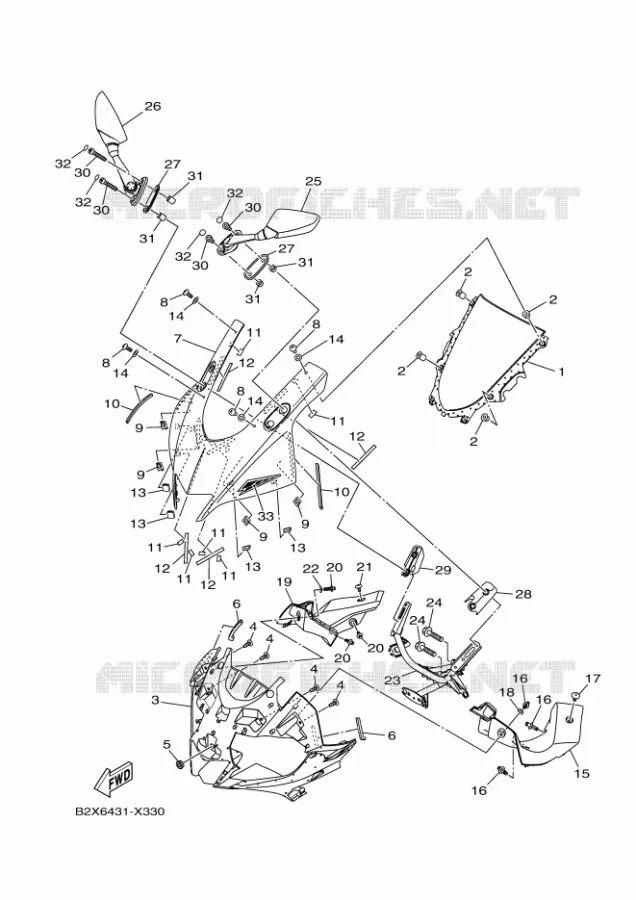 WINDSCHERM Yamaha MOTO 300 2023 R3  YZF320-A