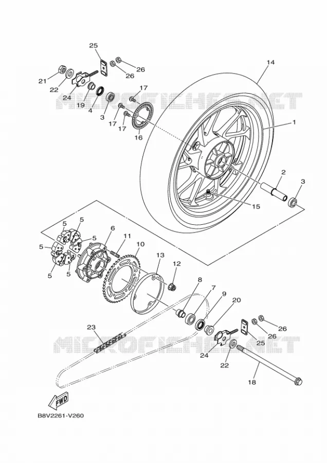 ACHTERWIEL Yamaha MOTO 250 2023 FZ  FZN250-A