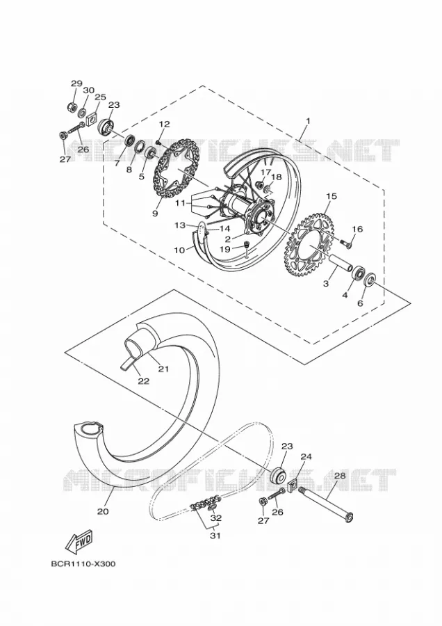 ACHTERWIEL Yamaha MOTO 250 2023 YZ  YZ250