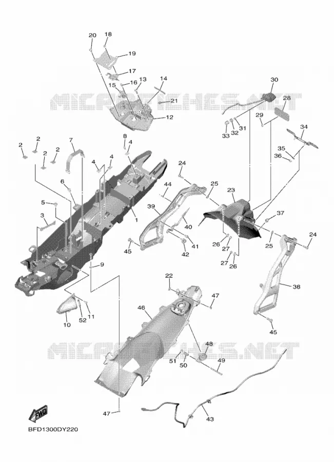 ACHTERSPATBORD  Yamaha MOTO 900 2023 NIKEN  MXT890D