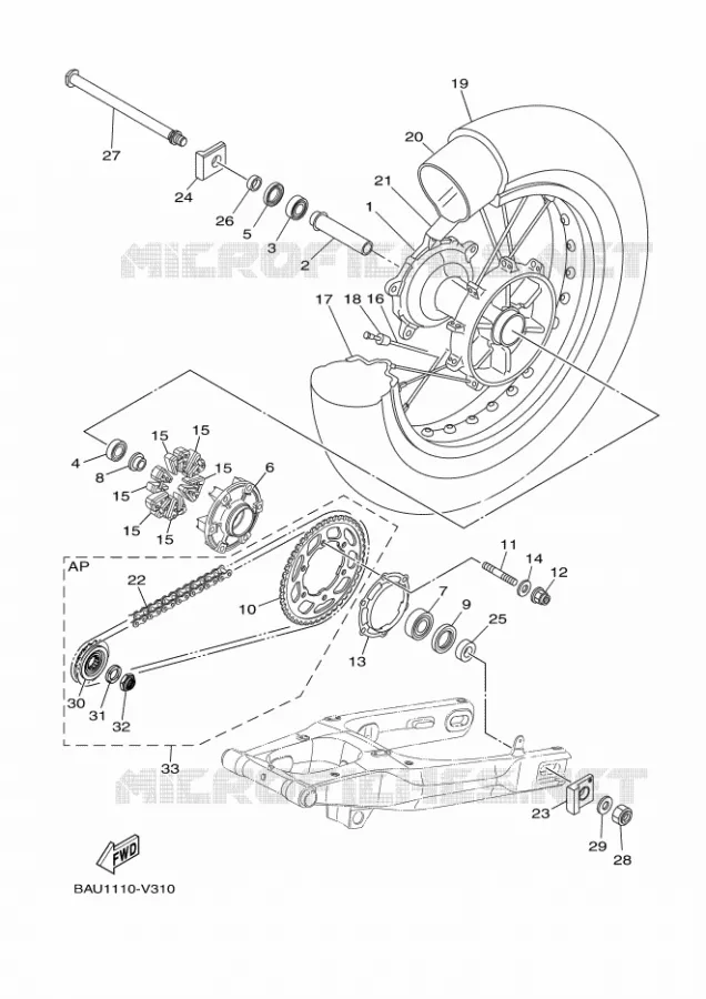 ACHTERWIEL Yamaha MOTO 700 2023 XTZ  XTZ690