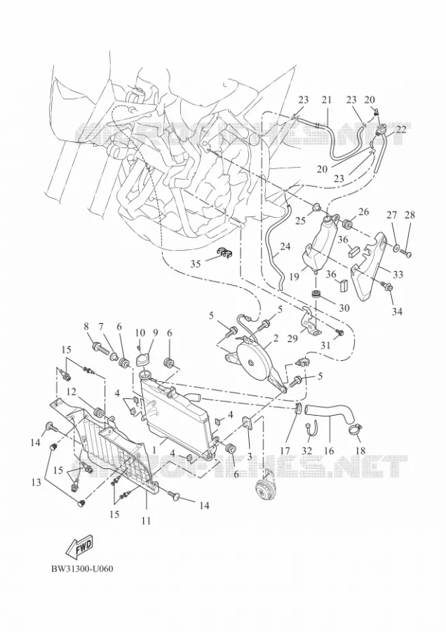 RADIATEUR / SLANG Yamaha MOTO 700 2023 TENERE  XTZ690