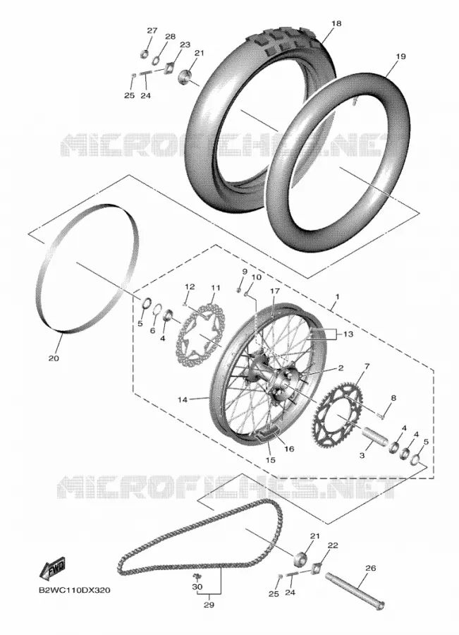 ACHTERWIEL Yamaha MOTO 250 2023 YZF  YZ250F