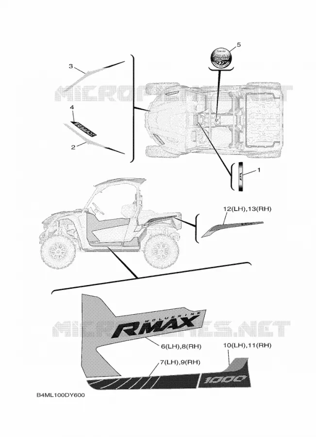 STICKER Yamaha SIDE BY SIDE 1000 2023 WOLVERINE  YXE1000EWS / YX10ERPSP / YXE1000EW