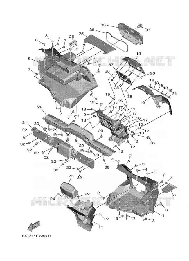 VOORSPATBORD 1 Yamaha SIDE BY SIDE 1000 2023 WOLVERINE  YXE1000EWS / YX10ERPLP
