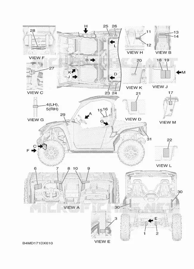 STICKER / LABEL 1 Yamaha SIDE BY SIDE 1000 2023 WOLVERINE  YXE1000EWS / YX10ERPLP