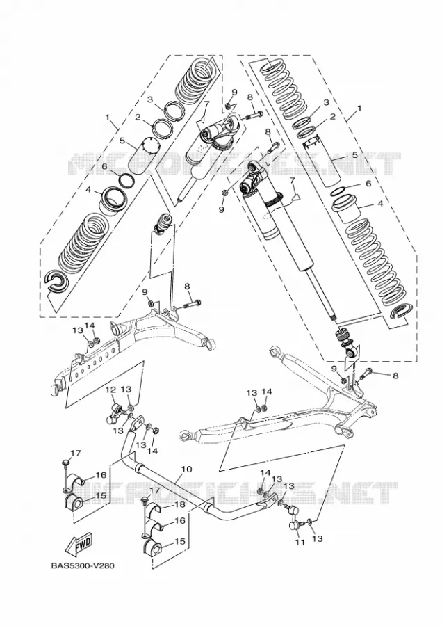 ACHTER SCHOKBREKER Yamaha SIDE BY SIDE 1000 2023 YXZ  YXZ1000E