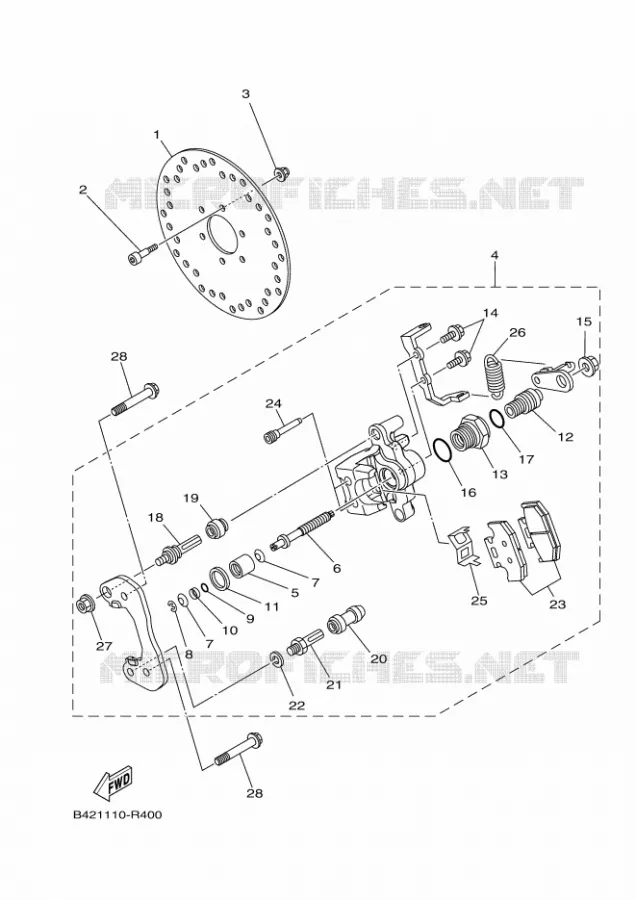 REMKLAUW ACHTER 2 Yamaha SIDE BY SIDE 700 2023 VIKING  YXM700E / YX70MPP