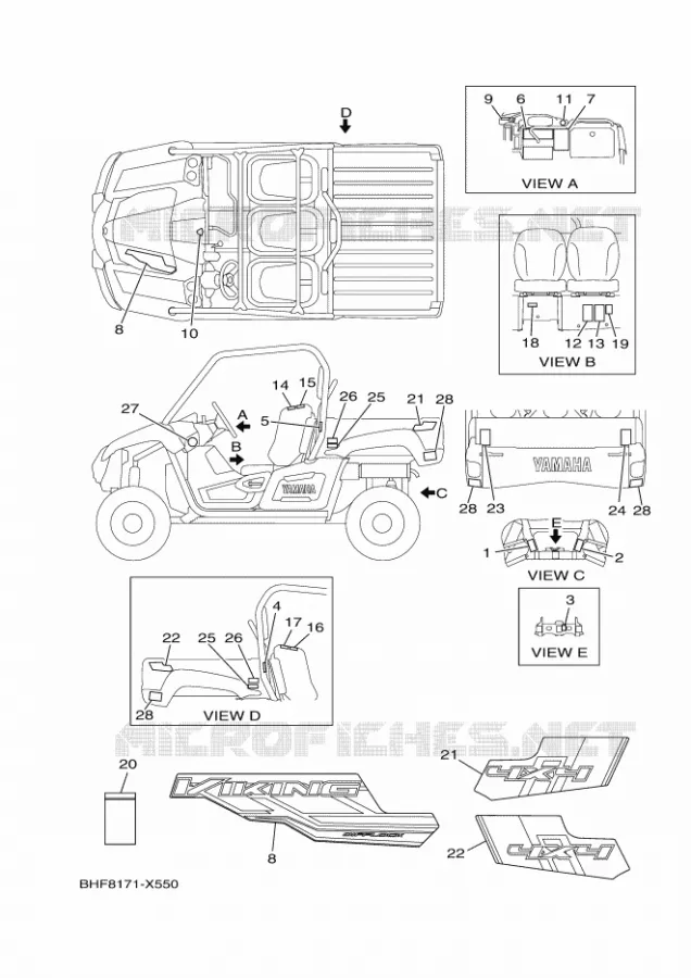 STICKER / LABEL 1 Yamaha SIDE BY SIDE 700 2023 VIKING  YXM700E / YX70MPP