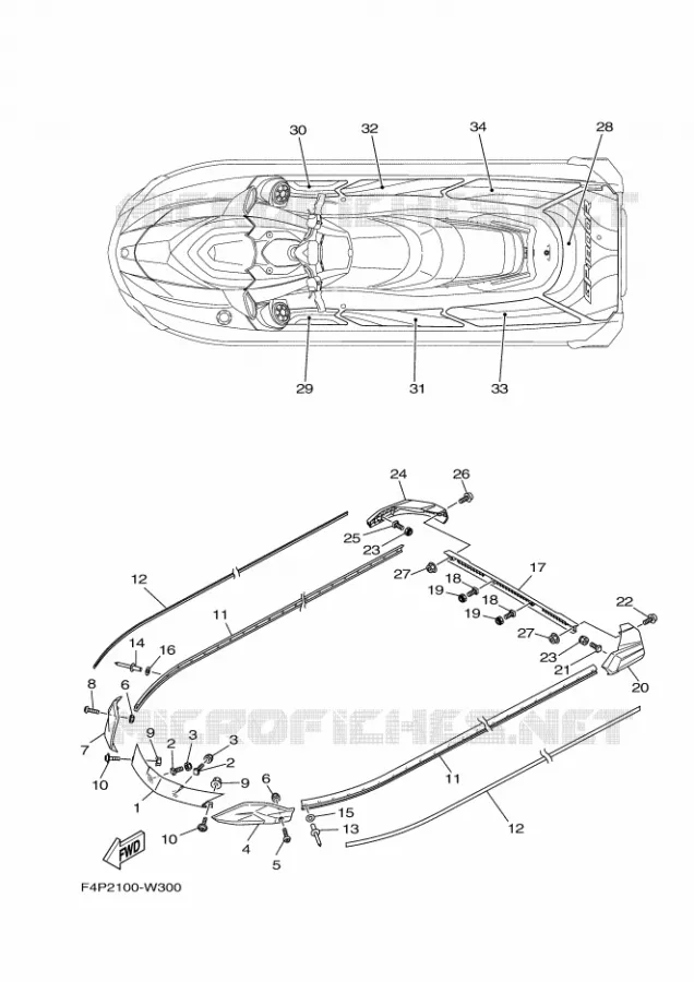GUNWALE & MAT Yamaha Waverunner 1800 2023 GP  GP1800D-Y