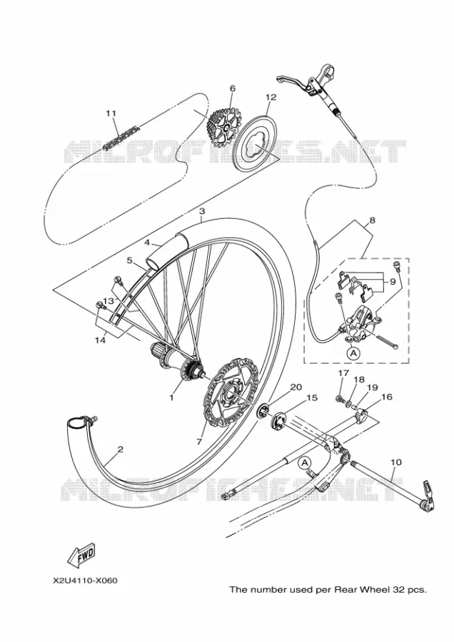ACHTERWIEL Yamaha EBIKES ELECTRIC 2022 CROSSCORE  PC65CRS