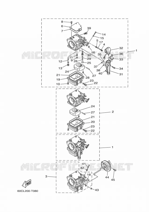 CARBURATEUR 1 Yamaha OUTBOARD ENGINES 100hp (73.6kW) 2020 F100  F100BETL