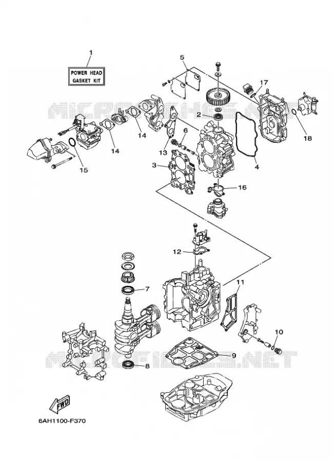 REPARATIESET 1 Yamaha OUTBOARD ENGINES 9.9hp (7.3kW) 2020 F9.9  F9.9HMH
