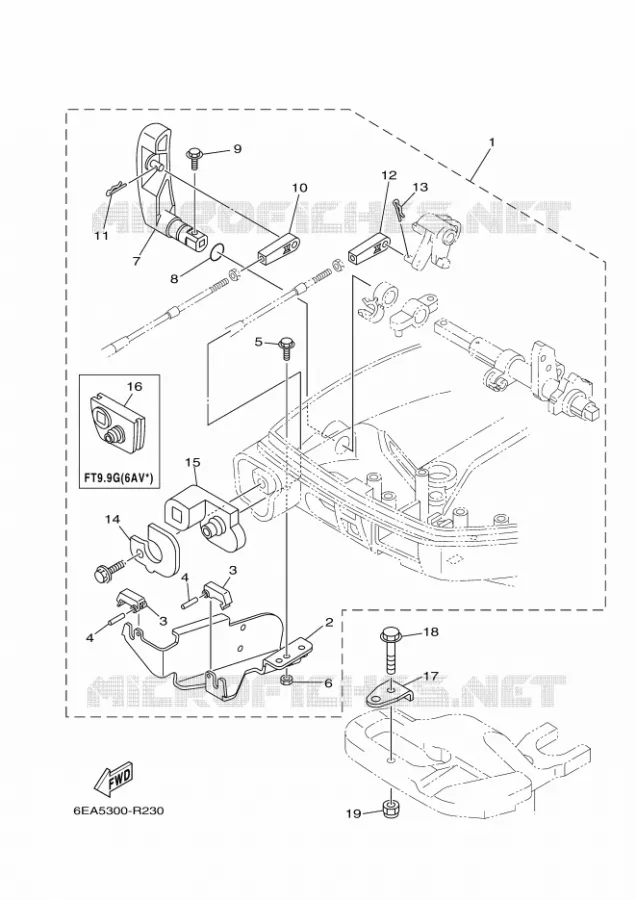 AFSTANDSBEDIENING Yamaha OUTBOARD ENGINES 9.9hp (7.3kW) 2020 FT9.9  FT9.9LMH