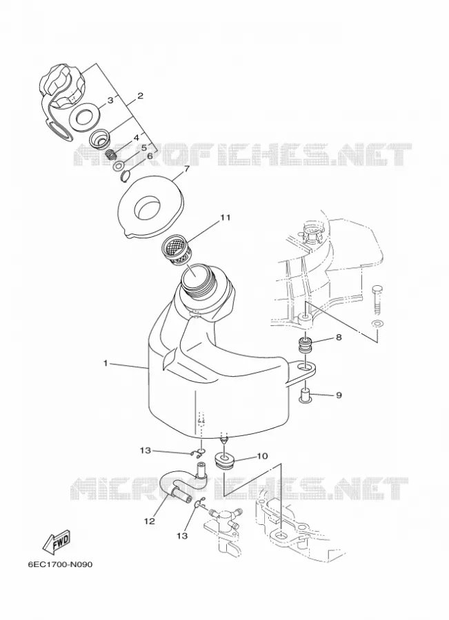 BRANDSTOF SYSTEEM 1 Yamaha OUTBOARD ENGINES 5hp (3.7kW) 2020 F5  F5AMH