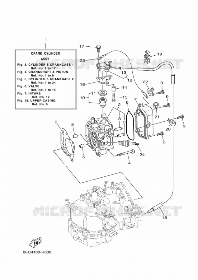 CILINDER / CARTERDELEN 1 Yamaha OUTBOARD ENGINES 5hp (3.7kW) 2020 F5  F5AMH