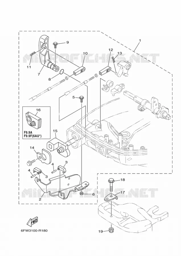 AFSTANDSBEDIENING Yamaha OUTBOARD ENGINES 8hp (5.9kW) 2020 F8  F8FMH