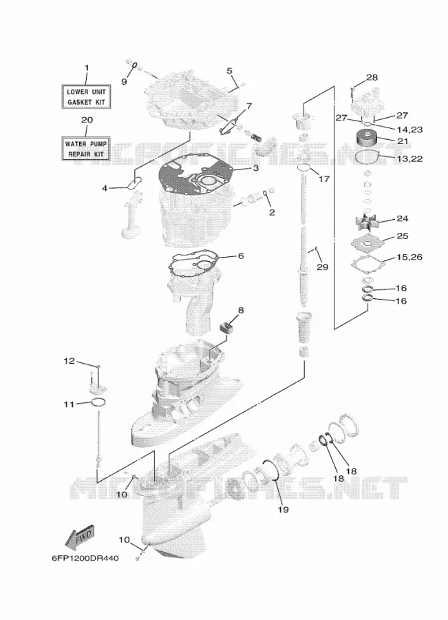 REPARATIESET 2 Yamaha OUTBOARD ENGINES 100hp (73.6kW) 2020 F100  F100FET