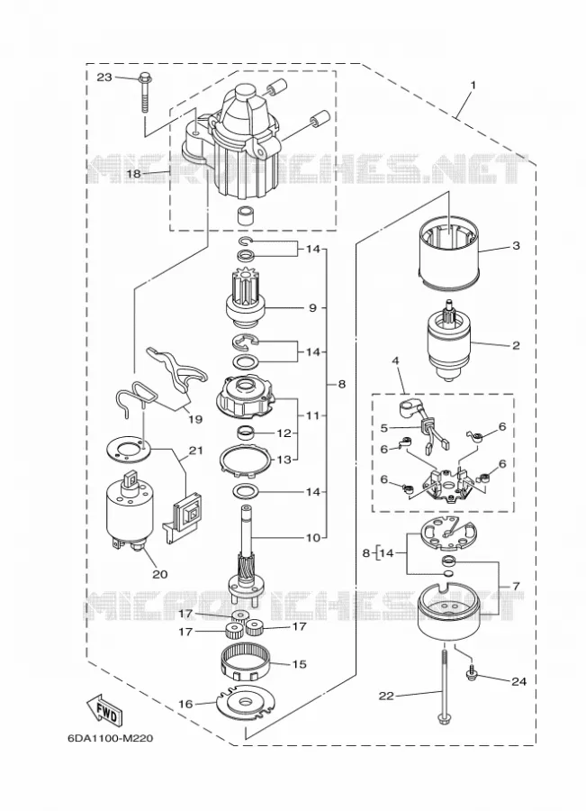 STARTMOTOR Yamaha OUTBOARD ENGINES 80hp (55.2kW) 2020 F80  F80DET
