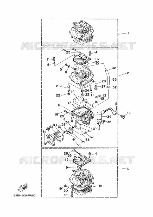 CARBURATEUR  Yamaha OUTBOARD ENGINES 40hp (29.4kW) 2021 40V  40VMHO