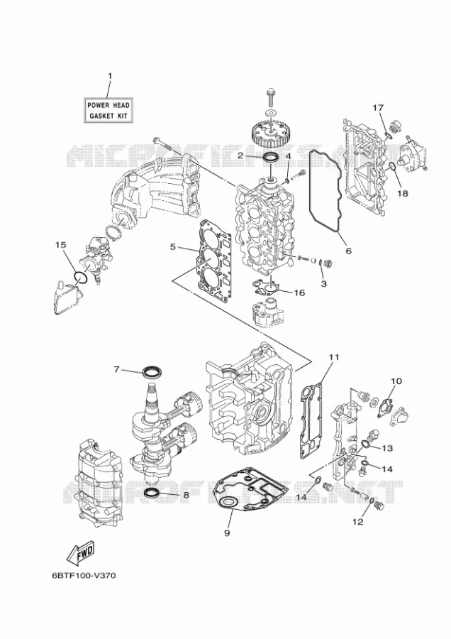 REPARATIESET 1 Yamaha OUTBOARD ENGINES 40hp (29.4kW) 2021 F40  F40FED