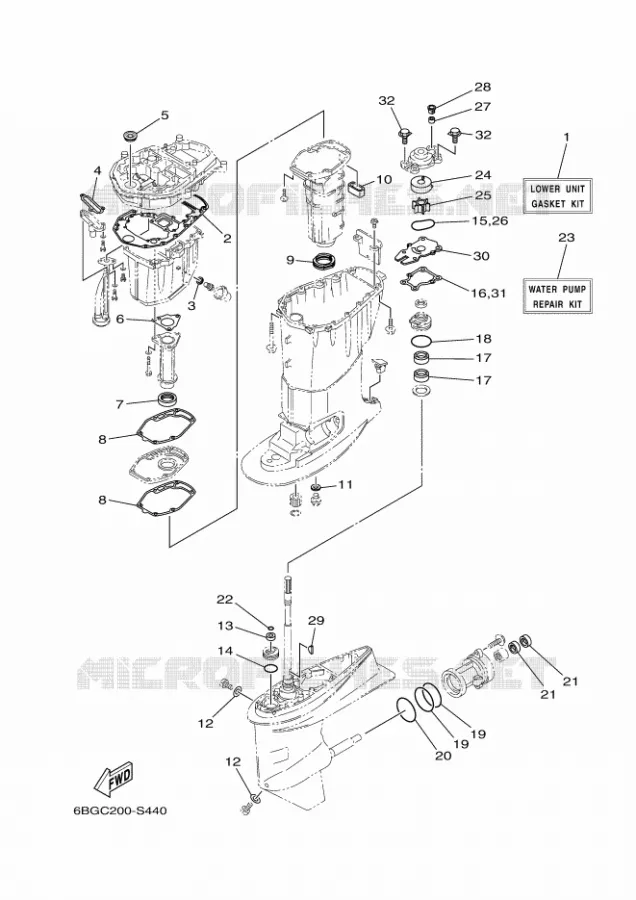 REPARATIESET 2 Yamaha OUTBOARD ENGINES 30hp (22.1kW) 2021 F30  F30BET