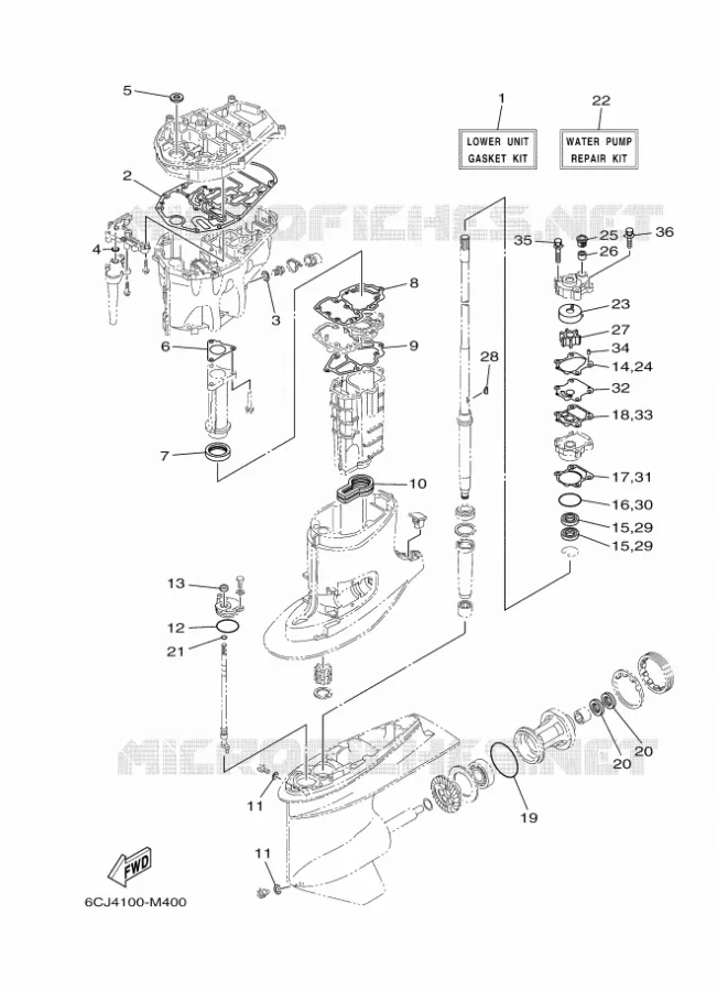 REPARATIESET 2 Yamaha OUTBOARD ENGINES 70hp (51.5kW) 2021 F70  F70AET