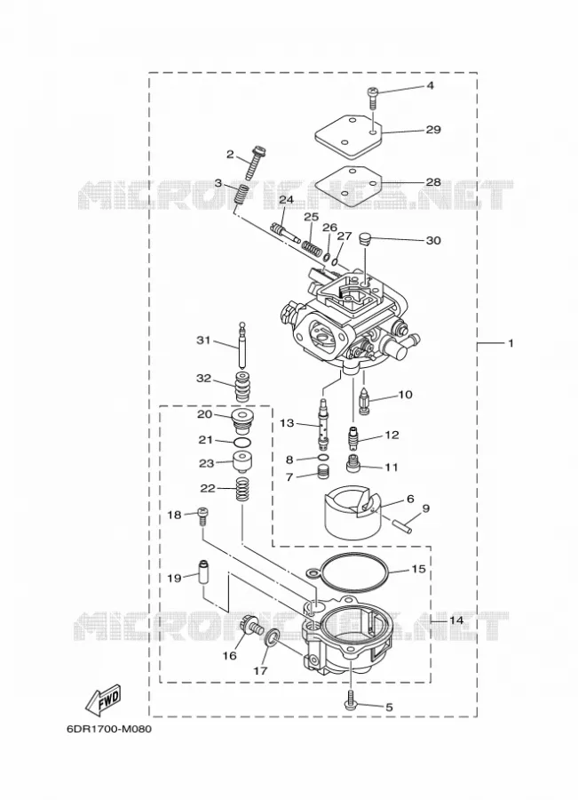 CARBURATEUR  Yamaha OUTBOARD ENGINES 9.9hp (7.3kW) 2021 F9.9  F9.9JMH