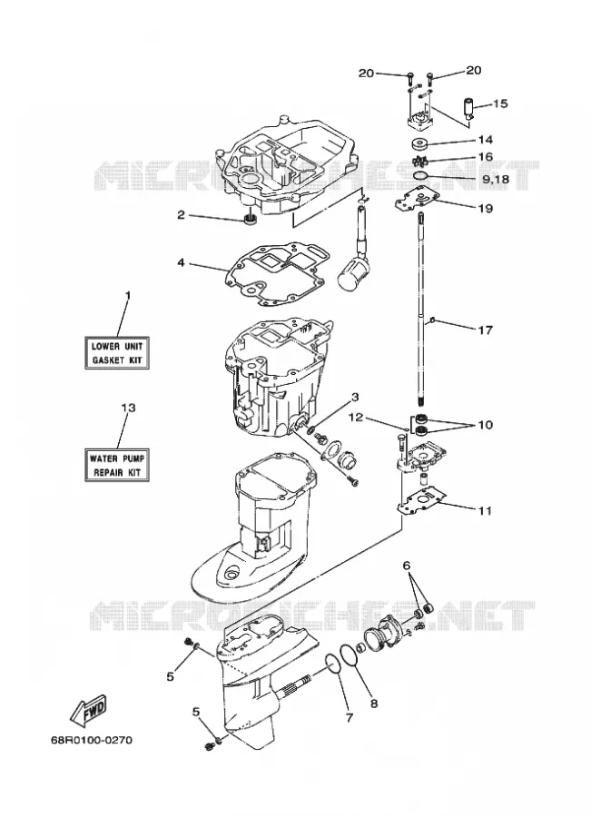 REPARATIESET 3 Yamaha OUTBOARD ENGINES 9.9hp (7.3kW) 2021 F9.9  F9.9JE