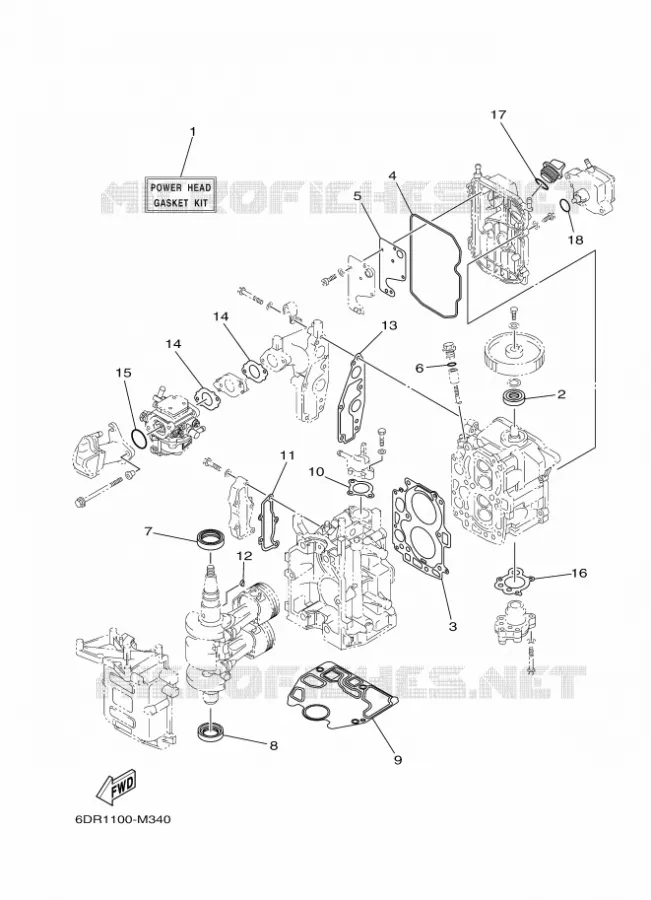 REPARATIESET 1 Yamaha OUTBOARD ENGINES 9.9hp (7.3kW) 2021 FT9.9  FT9.9LEP