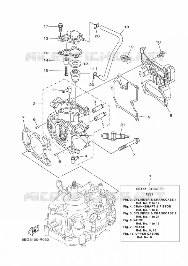 CILINDER / CARTERDELEN 1 Yamaha OUTBOARD ENGINES 2.5hp (1.8kW) 2021 F2.5  F2.5BMH