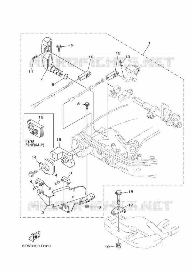 AFSTANDSBEDIENING Yamaha OUTBOARD ENGINES 8hp (5.9kW) 2021 F8  F8FMH
