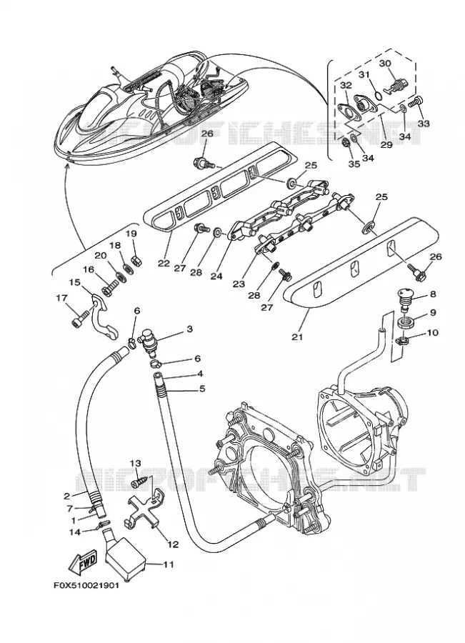 HULL & DECK Yamaha WAVERUNNER 1200 2002 JET  JET FOR GP1200