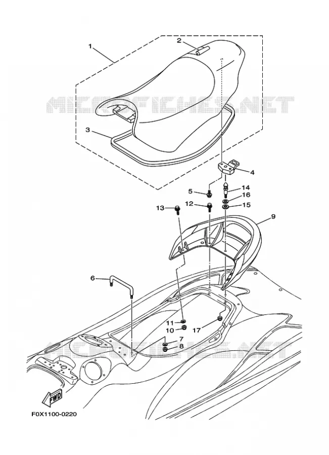 ZADEL / VERGRENDELING Yamaha WAVERUNNER 1200 2002 JET  JET FOR GP1200