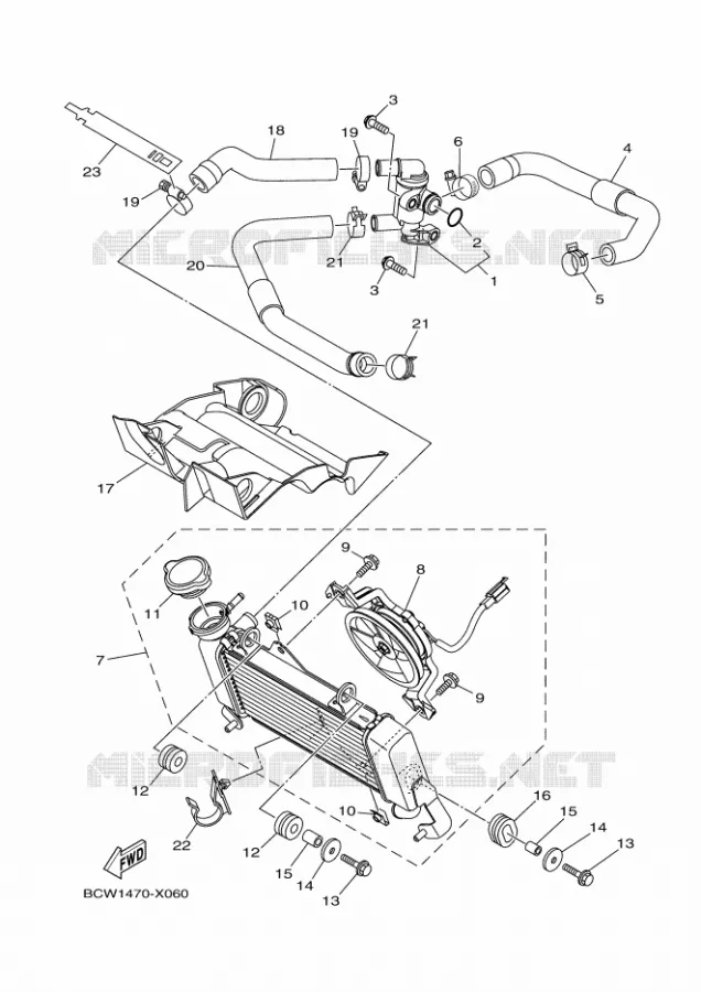RADIATEUR / SLANG Yamaha MOTO 155 2024 R15  YZF155-A