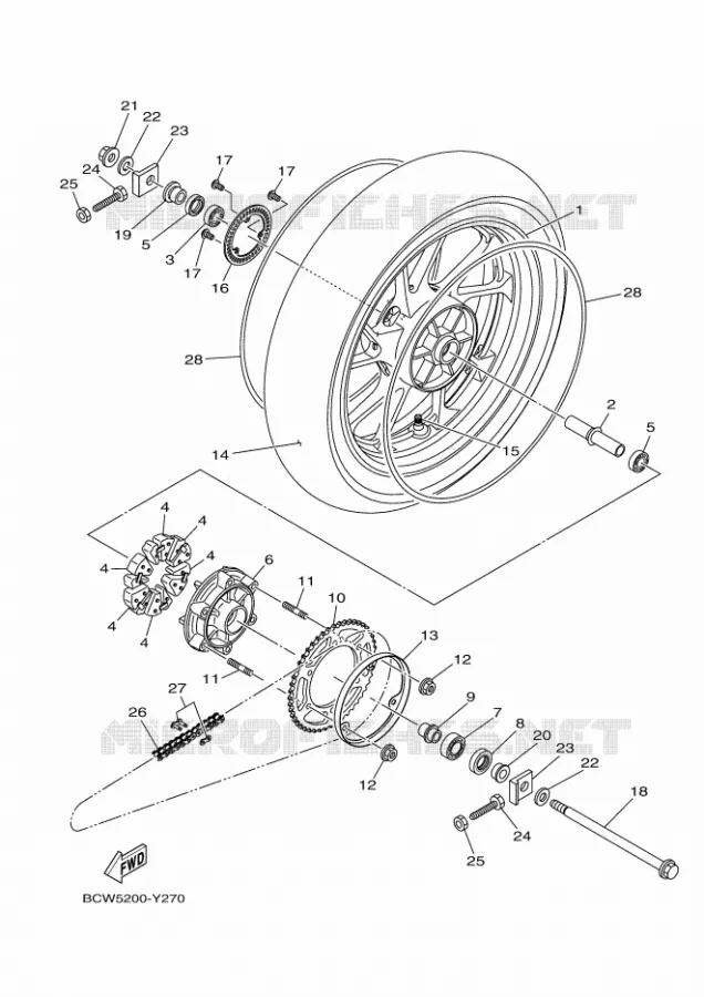 ACHTERWIEL Yamaha MOTO 155 2024 R15  YZF155-A